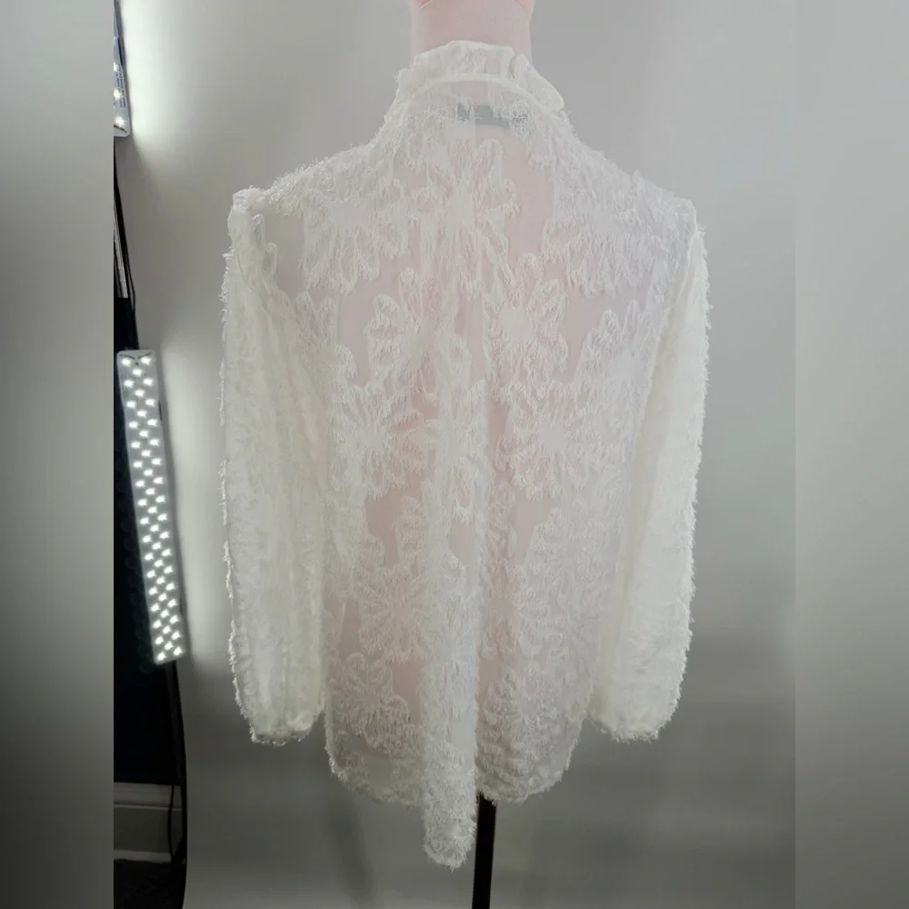 EUC SHEIN Fuzzy Bishop Sleeve Blouse